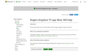 Rogers Anyplace TV App on Xbox 360 Help - Xbox Support