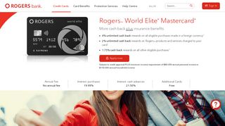 Rogers World Elite Mastercard | Cash back rewards ... - Rogers Bank