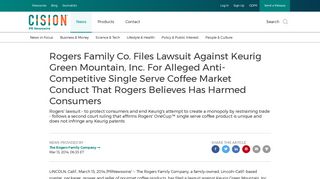 Rogers Family Co. Files Lawsuit Against Keurig Green Mountain, Inc ...