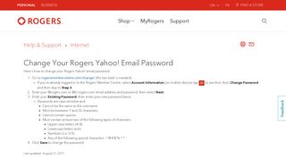 Change Your Rogers Yahoo! Email Password - Rogers