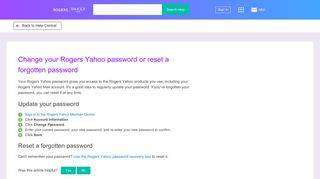 Change your Rogers Yahoo password or reset a forgotten password ...