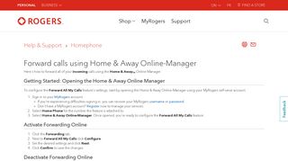 Forward calls using Home & Away Online-Manager - Rogers