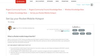 Set Up your Rocket Mobile Hotspot - Rogers Community