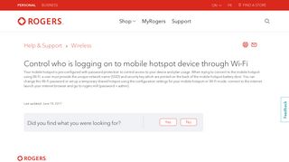 Control who is logging on to mobile hotspot device through ... - Rogers
