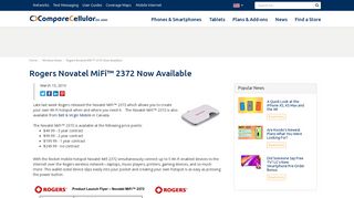 Rogers Novatel MiFi™ 2372 Now Available - Compare Cellular