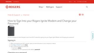 How to Sign Into your Rogers Ignite Modem and Change your Password