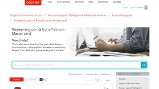 Solved: Redeeming points from Platinum Master card - Rogers ...
