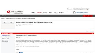 Rogers DPC3825 Doc 3.0 Default Login info? - RedFlagDeals.com Forums