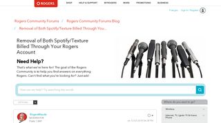 Removal of Both Spotify/Texture Billed Through You... - Rogers ...