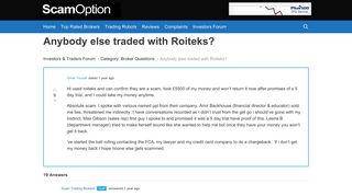 Anybody else traded with Roiteks? - Investors Forum