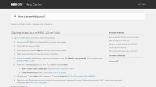 Signing in and out of HBO GO on Roku – HBO GO