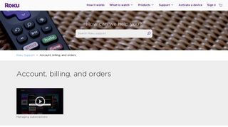 Account, billing, and orders | Official Roku Support