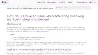 How to resolve an issue when activating or linking your Roku ...