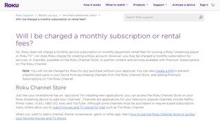 Will I be charged a monthly subscription or rental fees? | Official Roku ...