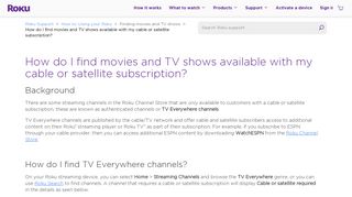 How to find movies and TV shows available with your ... - Roku Support