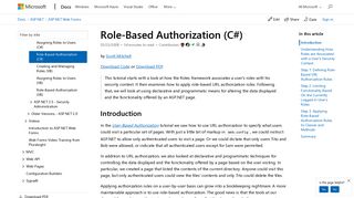 Role-Based Authorization (C#) - Microsoft Docs