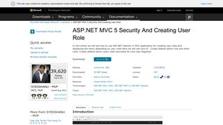ASP.NET MVC 5 Security And Creating User Role in C#, SQL, HTML ...