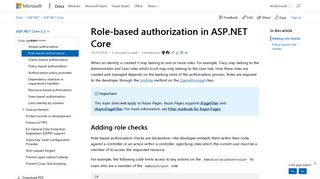 Role-based authorization in ASP.NET Core | Microsoft Docs