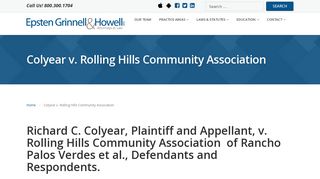 Colyear v. Rolling Hills Community Association – Epsten Grinnell ...
