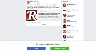 Rolling Stone - Did you know all print subscribers can now... | Facebook