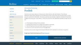 Foxlink | Accounts | Information Technology | Rollins College | Orlando ...