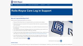Rolls-Royce Care Log in Support - Rolls-Royce Identity & Access Portal