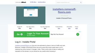 Installers.romanoff-floors.com website. Log in - Installer Portal.