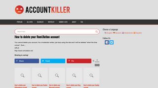 Delete your RomUlation account | accountkiller.com