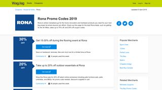 Rona Promo Codes & Discount Codes 2019 - WagJag