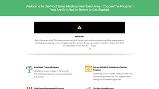 Members Home — Roof Sales Mastery Members Area