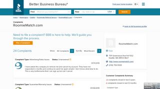 RoomieMatch.com | Complaints | Better Business Bureau® Profile