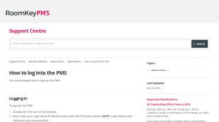 How to log into the PMS | Reservations | Support Centre