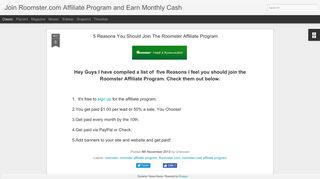 Join Roomster.com Affiliate Program and Earn Monthly Cash