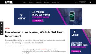 Facebook Freshmen, Watch Out For Roomsurf – Adweek