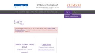 Clemson University | Off Campus Housing Search | Account Login