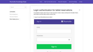Login authentication for tablet reservations - Roomzilla Knowledge Base