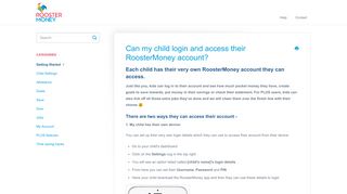 Can my child login and access their RoosterMoney account ...