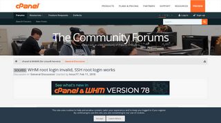 SOLVED - WHM root login invalid, SSH root login works | cPanel Forums