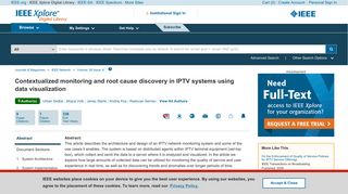 Contextualized monitoring and root cause discovery in IPTV systems ...