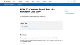 HOW TO: Calculate the nth Root of a Number in Excel 2000