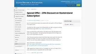 Special Offer - 25% Discount on RootsIreland Subscription