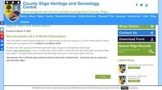 Special Offer from Roots Ireland | Sligo Heritage and Genealogy Society
