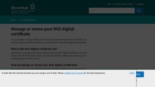 Manage or renew your ROS digital certificate