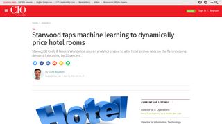 Starwood taps machine learning to dynamically price hotel rooms | CIO