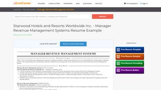 Manager Revenue Management Systems Resume Example ...