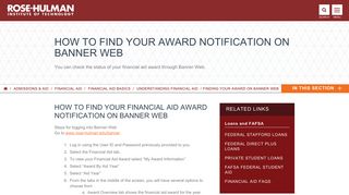 Finding Your Award on Banner Web | Rose-Hulman