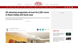 ED attaches properties of over Rs 2,381 crore in Rose Valley chit fund ...