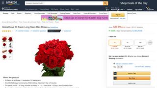 Amazon.com : GlobalRose 50 Fresh Long Stem Red Roses : Grocery ...