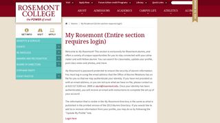 My Rosemont (Entire section requires login) - Rosemont College