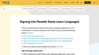 Signing into Rosetta Stone Learn Languages